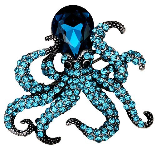 YACQ Jewelry Women's Crystal Octopus Stretch Rings Scarf Ring Buckle Clip Women