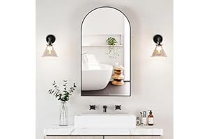 Mepplzian 20 x36 Black Arched Medicine Cabinet with Mirror, Wall Mounted Only,Arch Brushed Black Medicine Cabinet Surface Mount,Bathroom Mirror Cabinet for Bathroom