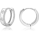 DAILY VIBES Small Star Gold Huggie Earrings for Women 925 Sterling Silver Post Dainty 14K Gold Plated Mini Cubic Zirconia Cartilage Hoop Earrings for Women