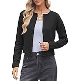 Women Crop Knit Cardigan Lightweight Crewneck Button Up Sweater Fitted Short Cardigans Layering Top