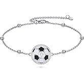 Soccer Bracelet for Women 925 Sterling Silver Soccer Bracelet Sports Jewelry Gifts for Sport Lover