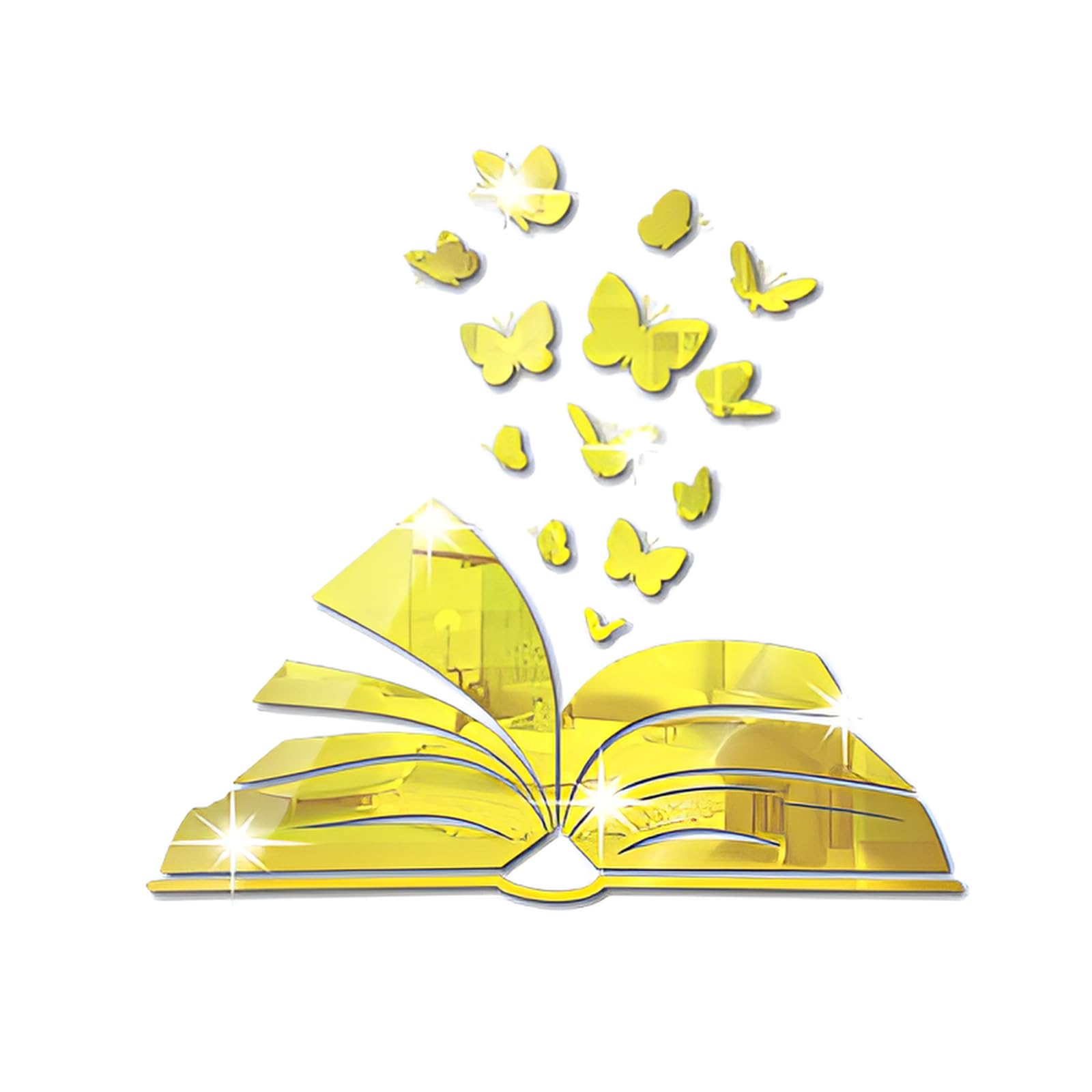 Desuibao Reading Corner Decor Acrylic Mirror Stickers, Peel and Stick Book Lover Butterfly Wall Art, Vinyl Read Sign for Home Library, Classroom Reading Nook Decoration, Gold