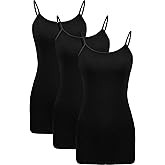WILLBOND 3 Pieces Women Basic Long Tanks Adjustable Spaghetti Strap Camisole Top