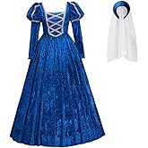 ZODICOS Women's Renaissance Tudor Costume Queen Elizabeth Cosplay Dress Velvet Gown