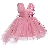 Toddler Baby Flower Girls Sequins Bowknot High Low Tutu Dress Petal Lace Princess Pageant Wedding Birthday Party Formal Gown
