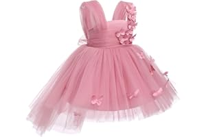 IDOPIP Flower Girl Butterfly High Low Tutu Dress for Kids Baby Communion Wedding Party Dresses Toddler Pageant Tulle Gowns