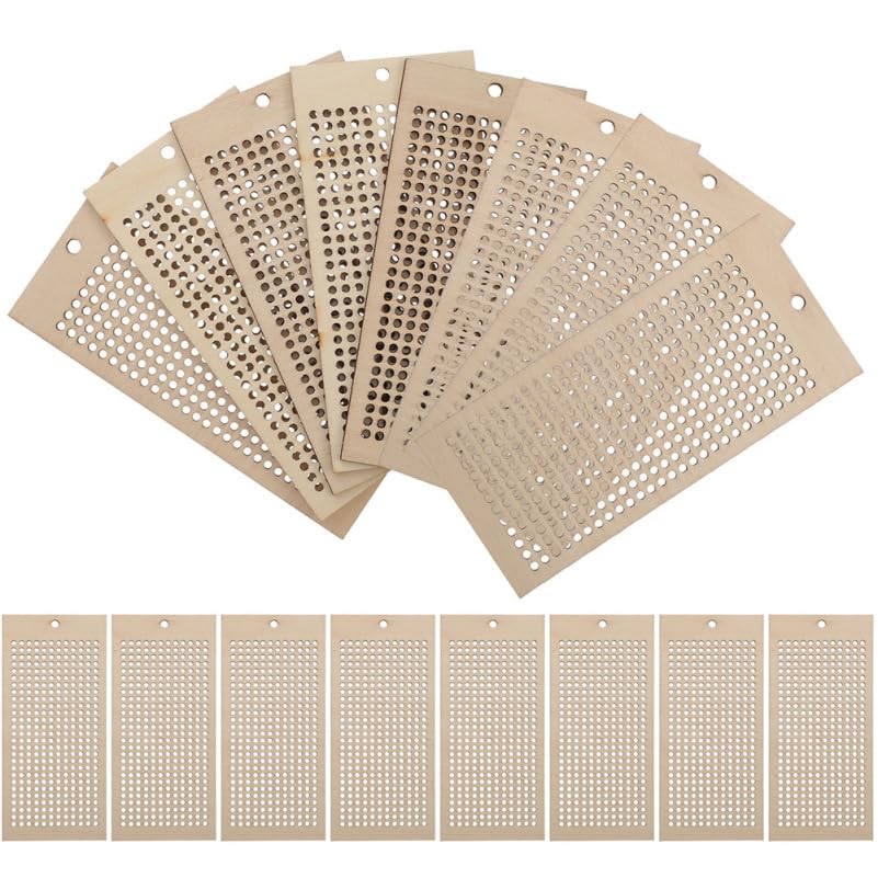 Tofficu Wooden Cross Stitch Bookmarks 16 Pcs Blank Embroidery Bookmarks with Pre-Drilled Holes 5.12X2.36 Inch DIY Craft Kit for Personalised Reading Accessories and Creative Decoration