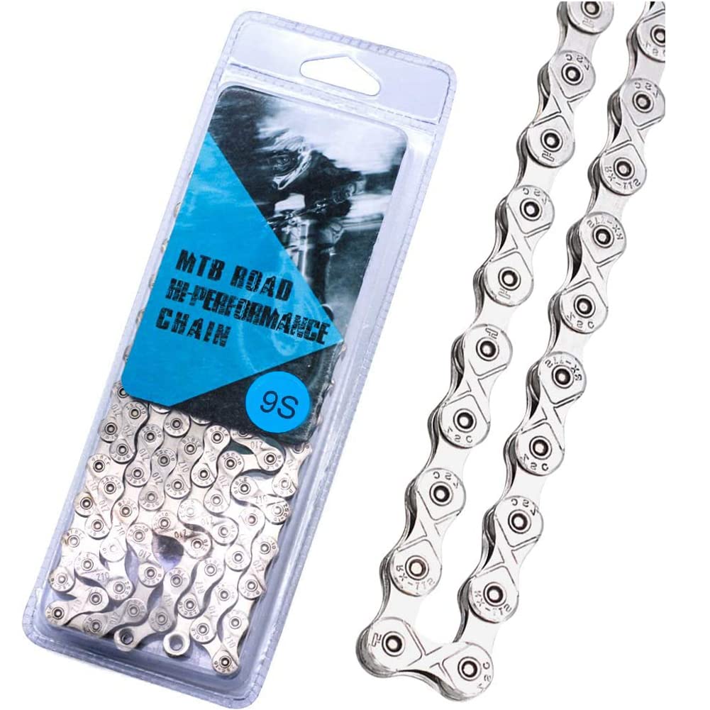 BeiLan 9-Speed Bicycle Chain,116 Links,1/2-inch x 11/128-inch High Strength Bike Chain for Road Mountain Cycling