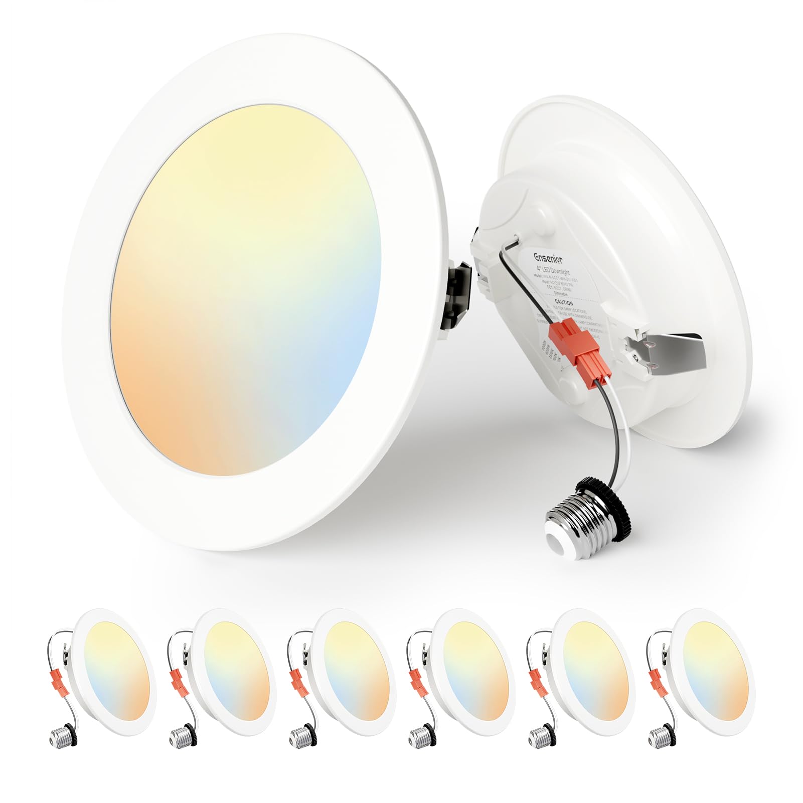 Photo 1 of Ensenior 4 Inch LED Can Lights 6 Pack, Dimmable Retrofit Led Recessed Lighting, 5CCT Adjustable Color Temperature (2700K-5000K), 7W=77W 700LM, IC & Damp Rated, ETL&FCC Certified