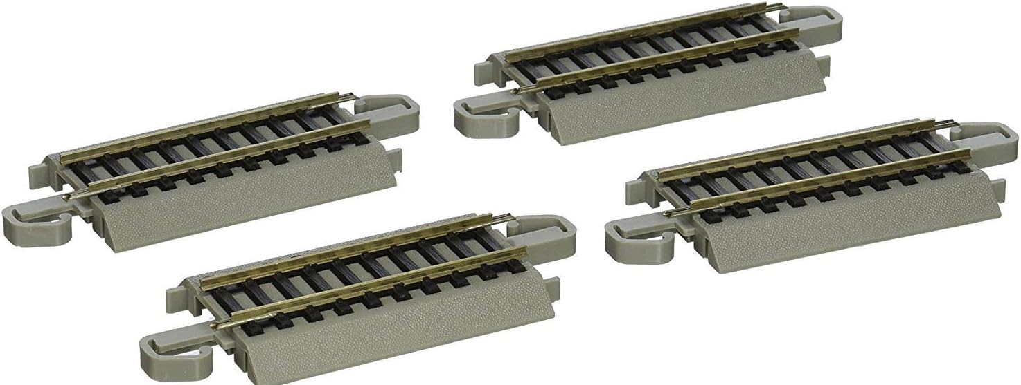 Bachmann Trains 44512 Snap-Fit E-Z 3” Straight Track (4/Card) -Nickel Silver Rail with Gray Roadbed-HO Scale, Grey, 6 UK