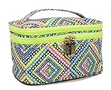 LONDON SOHO NEW YORK Diamond & Feathers Collection Cosmetic Double-Zip Train Case
