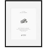 TONES FRAME DESIGN 11x14 Picture Frame with Mat, Black Metal Photo Frame Shiny Brushed Aluminum Wall Frame Poster Frames for Art Gallery Wall Tabletop Decor