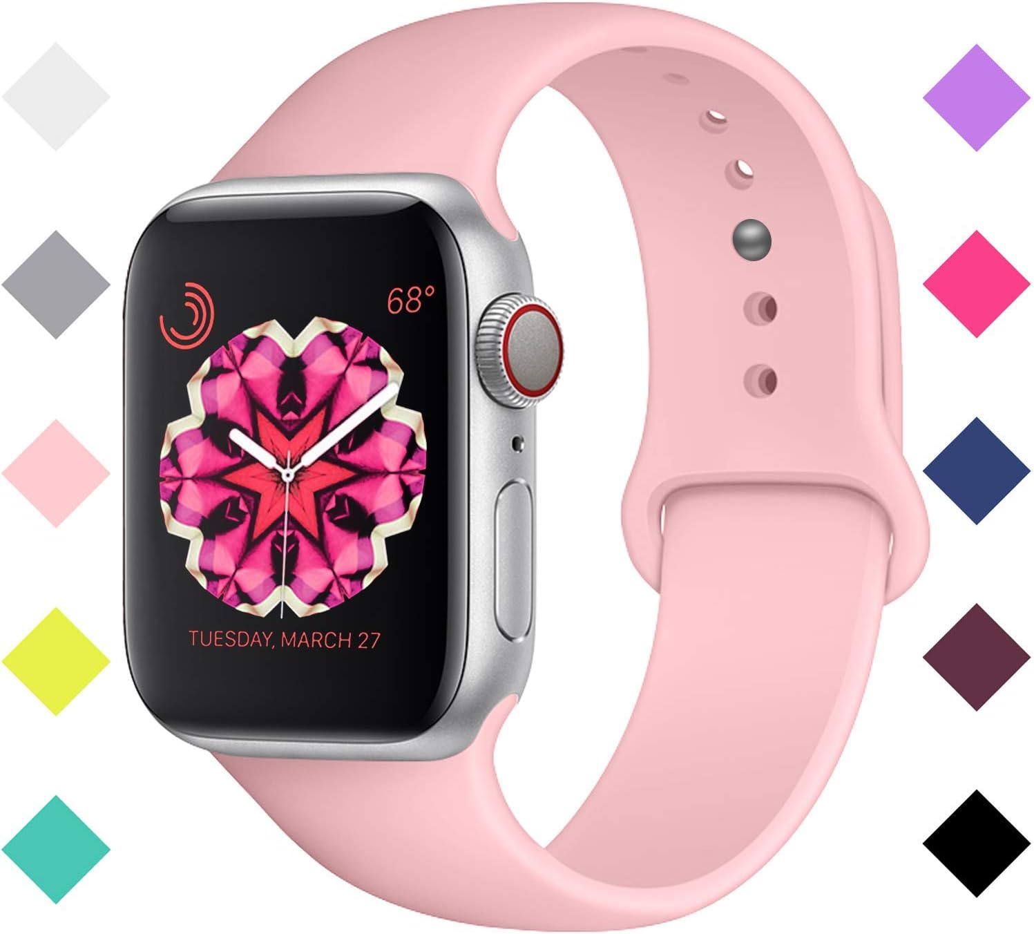 VODKER for Apple Watch Strap, Soft Silicone Replacement Sport Band for 38 mm 42 mm iWatch Series 3/Series 2/Series 1, Nike+, Sport, Edition, Nike+, Sport, Edition
