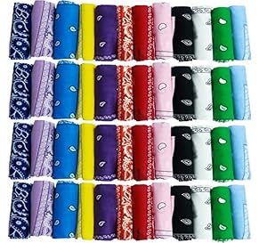 Paisley Bandanas Assorted Colors 48 Pack - 4 Dozen Cotton Bandana Scarf Funny Party Hats