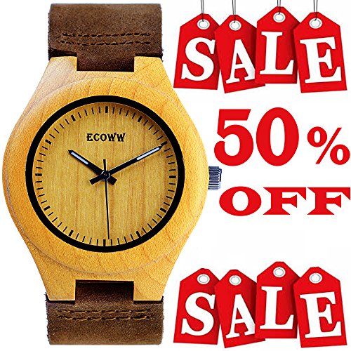 Wood Watch - Wrist Wooden Watch For Men and Women - Lightweight Mens Watches Analog Quartz - Watch M