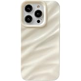 Caseative for iPhone 15 Pro Case, White | Water Ripple Pattern Curly Wave Shape Soft