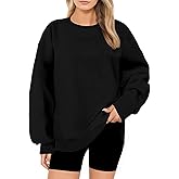 ZENUTA Oversized Sweatshirt for Women, Crewneck Sweatshirts Women Pullover Long Sleeves, Pullover Sweaters Casual Comfy Fall Fashion Clothes 2024, Womens Sweatshirts Trendy Fashion(Black,L)