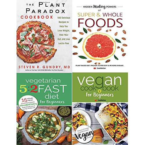 Plant paradox cookbook [hardcover], hidden healing powers, vegetarian 5 2 fast diet and vegan cookbook 4 books collection set