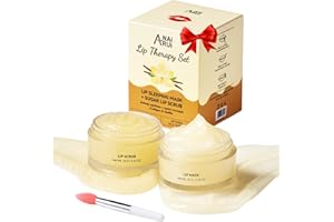 ANAI RUI Lip Mask and Scrub Set, Lip Sleeping Mask & Lip Exfoliator/Scrub for Exfoliating & Lip Overnight Treatment, Lip Care Gift Kits for Dry, Chapped & Dark Lips, Christmas Gifts, Vanilla