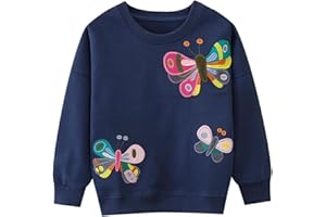 HILEELANG Toddler Girl Sweatshirts Cotton Casual Crew Neck Long Sleeve Tops Pullover Sweater Shirt