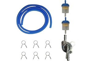 WELANDYA Gas Fuel Hose Oil Filter Clamps Inline Fuel Shut Off Valve Petcock Petrol Switch for 50cc 70cc 110cc 125cc 150cc 250cc Mini bike Dirt bike Pit bike Tao Tao Motorcycle Scooter Quad ATV and Go Karts