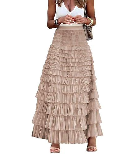 Amazon.com: Long Tulle Skirt for Women Trendy High Waisted A Line