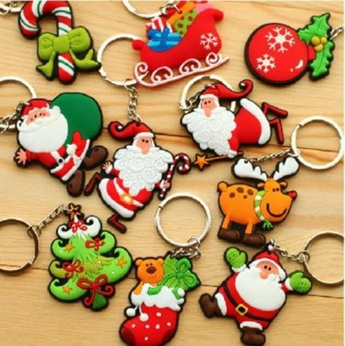VIPASNAM-5 pcs Christmas Keychains Father Santa Claus Tree Deer Candy Gift Decor Keyring