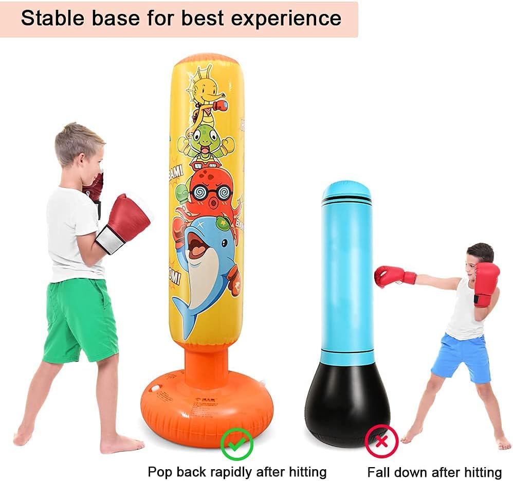 DJAM Inflatable Punching Bag for Kids, Free Standing Kids Boxing Bag to Exercise and Stress Relief in Children, Gifts for Girl 3-12 48 in : Sports & Outdoors