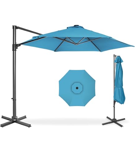 Best Choice Products 4-Piece 155lb Capacity Heavy-Duty Cantilever Offset Patio Umbrella Stand Square Base Plate Set w/ Easy-Fill Spouts for Water or Sand