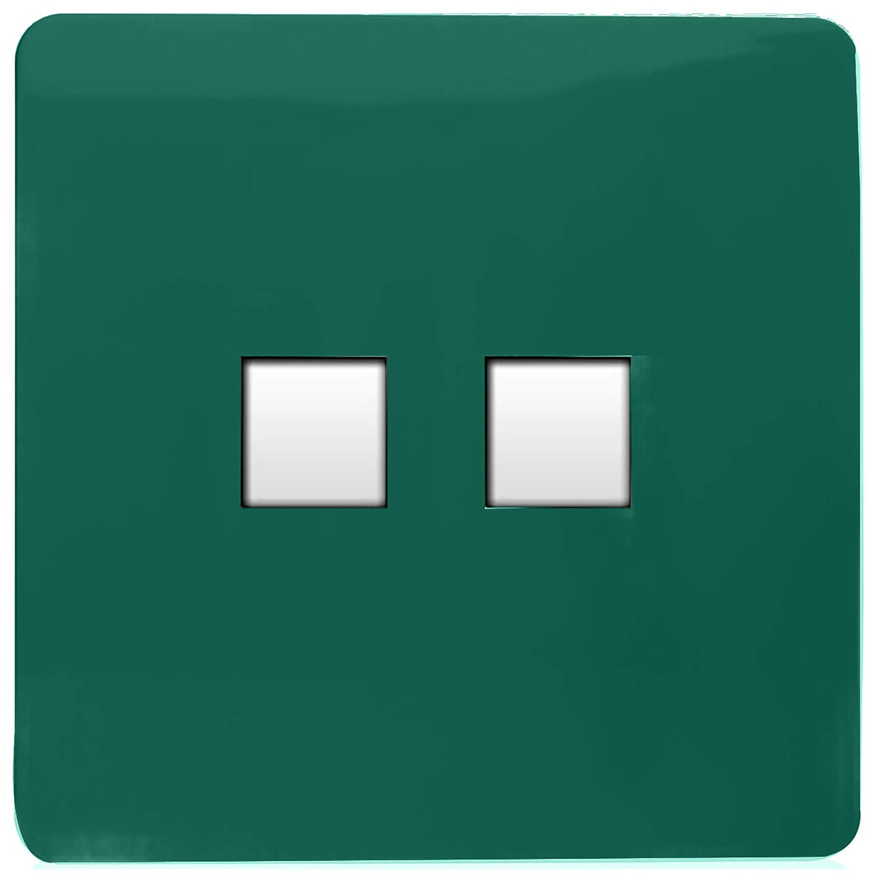 Trendi Artistic Modern Glossy Tactile 2 Gang Telephone Socket Dark Green