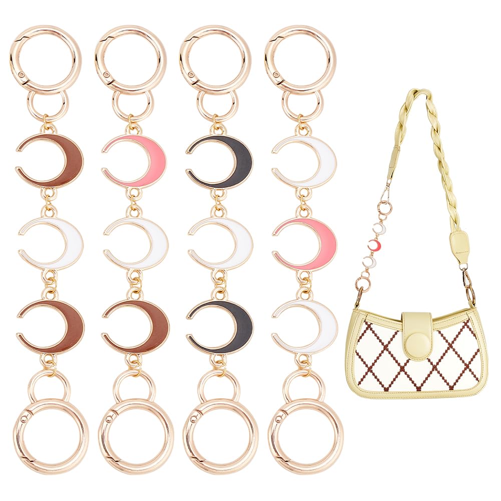 WADORN 4 Colors Purse Strap Extenders, 16.6cm Enamel Bag Extender Chain with Pattern Short Shoulder Strap Extension Chain for Crossbody Bag Women Decoration Chain