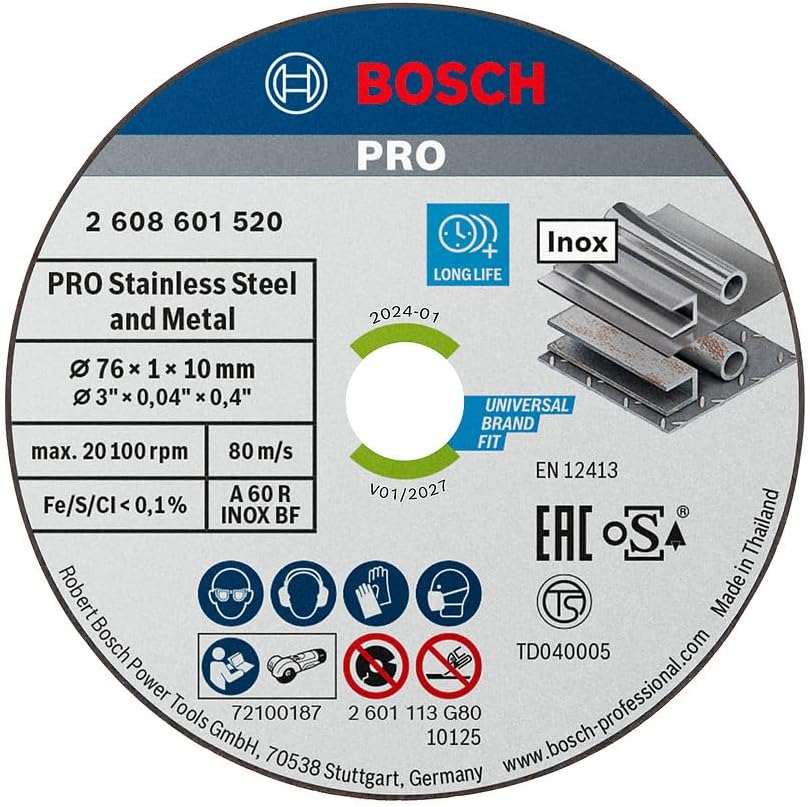 Bosch PRO Stainless Steel and Metal Cutting Disc 76 x 1 x 10 mm