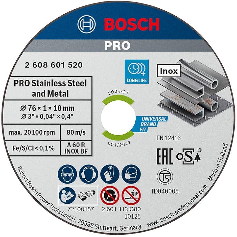 Bosch PRO Stainless Steel and Metal Cutting Disc 76 x 1 x 10 mm