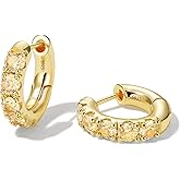 GLOQUAT 14k Gold Plated Small Hoop Earring for Women with Sterling Silver Post, Trendy Gold Pearl Earrings Opal/Aura Earring Hypoallergenic Cubic Zirconia Silver Hoop Earrings Jewelry Gift