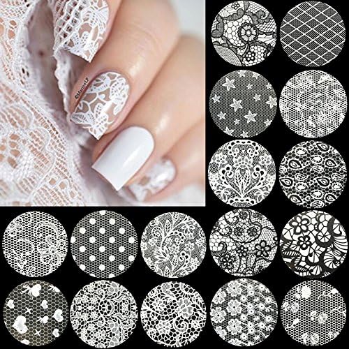 Cattie Girl 16 Roll 20CM White Lace Series Nail Foil Flower Dream Catcher Holo Christmas Transfer Sticker Nail Art