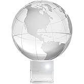 Amlong Crystal Globe (3 inch Diameter) on Crystal Stand with Gift Box - 4.75 Inch Tall
