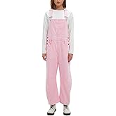 D-Sun Women's Striped Bib Overall Barrel Casual Tapered Overall Pants Wide Leg Adjustable Straps Stretch Jumpsuits