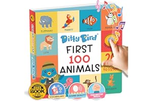 DITTY BIRD Talking Books 100 Animals | 100 Words for Vocabulary & Speech Learning | Sound Books for Toddlers 1-3 | Children's Interactive Toddler Books with Great Pictures | Sturdy Baby Sound Books