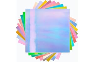 Prime Vinyl Holographic Vinyl Permanent, Holographic Vinyl for Cricut, 12” x 12” 9 Sheets/Pack, Holographic Opal Craft Adhesive Vinyl Sheets for Cutting Machine for Crafts, Decal