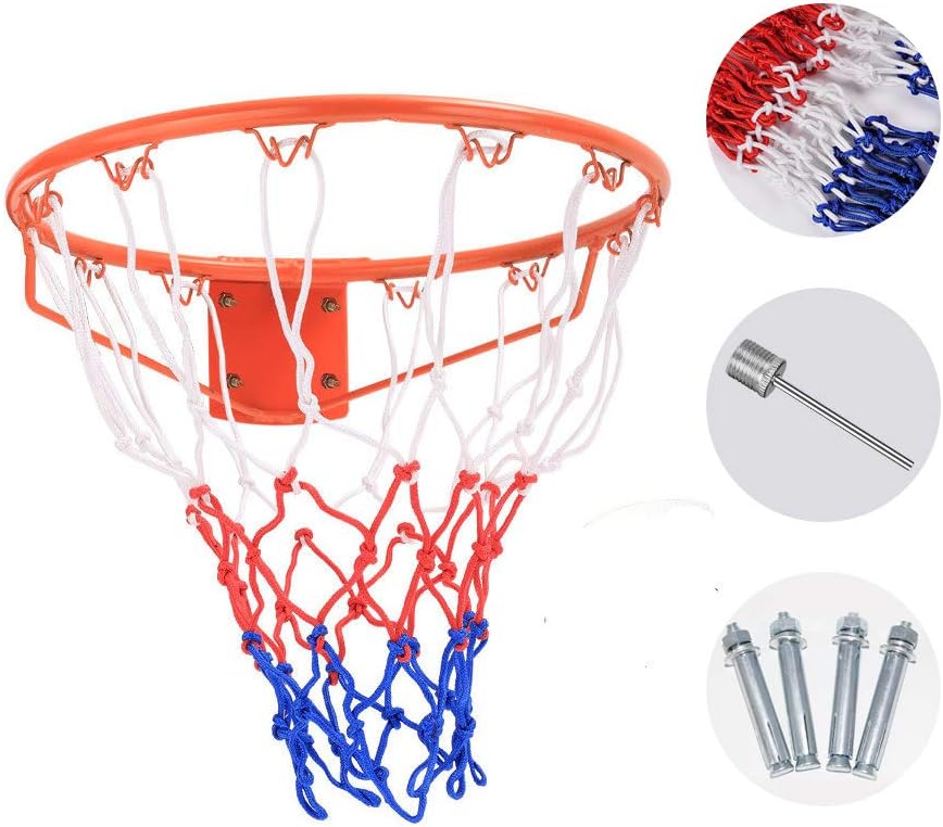 trounistro Basketball Hoop with Two Nets, Wall Mounted Metal Hanging Basket Basketball Backboard Rims for Outdoor Indoor, Basketball Ring for Children Teenager (Diameter 35cm)