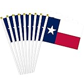 Texas Flag, Small Mini Handheld Texas State Flags on Sticks for Parades, Patriotic Events, and Party Decorations