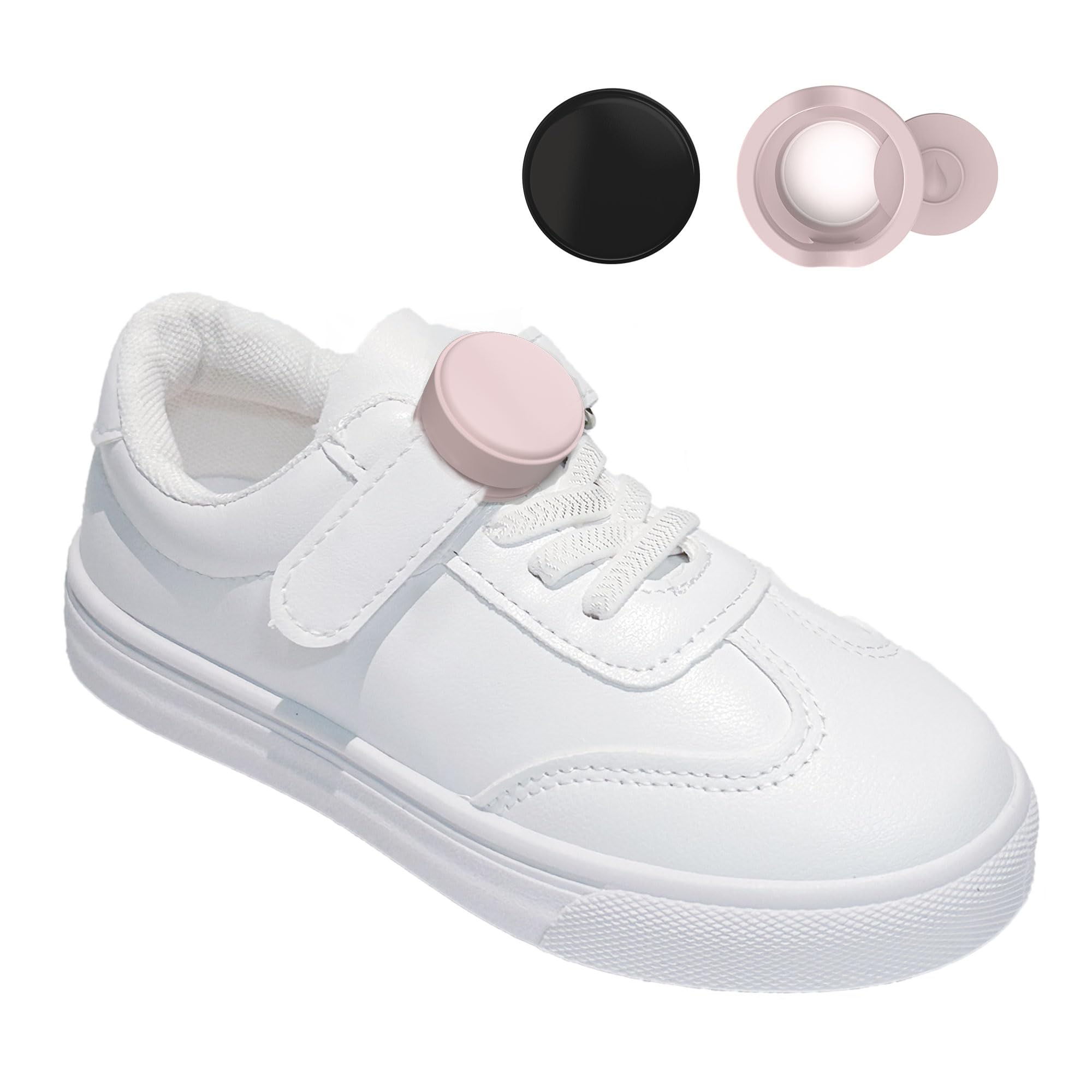 Photo 1 of Airtag Holder for Kids Shoelaces|(2 Pack Hidden Silicone AirTags Tracker Cases for Toddler|Waterproof Wear-Resistant Air Tags Cover for Children Shoes Shoestring, Black/Pink