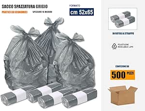 Bolsas de basura de plástico PE-LD Color Gris cm 52 x 65 (35 litros