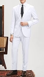Mens White Suits Slim Fit 2 Piece Suit Set