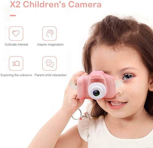 Fltaheroo X2 Children Video Camera 2 Inch Digital Photo Camera Screen Chargable Digital Camerafor Kid Gift Pink