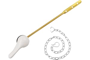 Jwodo Toilet Handle Replacement Kit, Universal Tank Flush Lever Handle with Stainless Steel Flapper Chains for Most Front Mount Toilets, White Finish Toilet Flush Handle