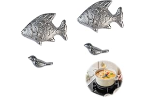 Leanockesa 4 Pcs Lucky Iron Fish and Bird, Natural Iron Supplement for Cooking, Gentle Dietary Source for Vegan, Athlete and 