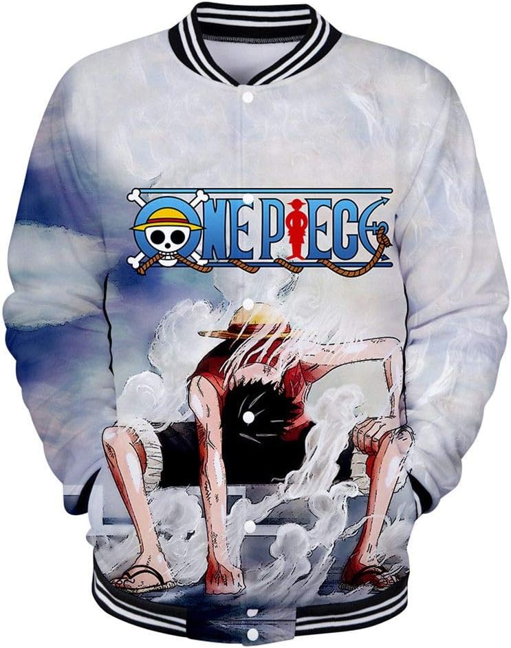 Siawasey Anime One Piece Luffy Zoro Chopper Baseball Uniform Hoodie Jacket Pullovers Sweatshirt Fleeces Costume
