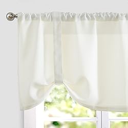 jinchan Faux Linen Kitchen Tie up Valance for