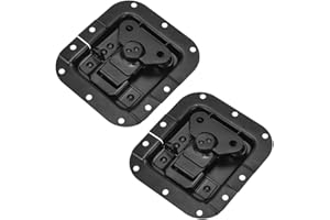 Semetall Spring Loaded Recessed Latch 2 Pack Heavy Duty 10 Hole Medium Butterfly Twist Latch Replacement for Road Flight Case (Black,4.5x4.1 Inch)